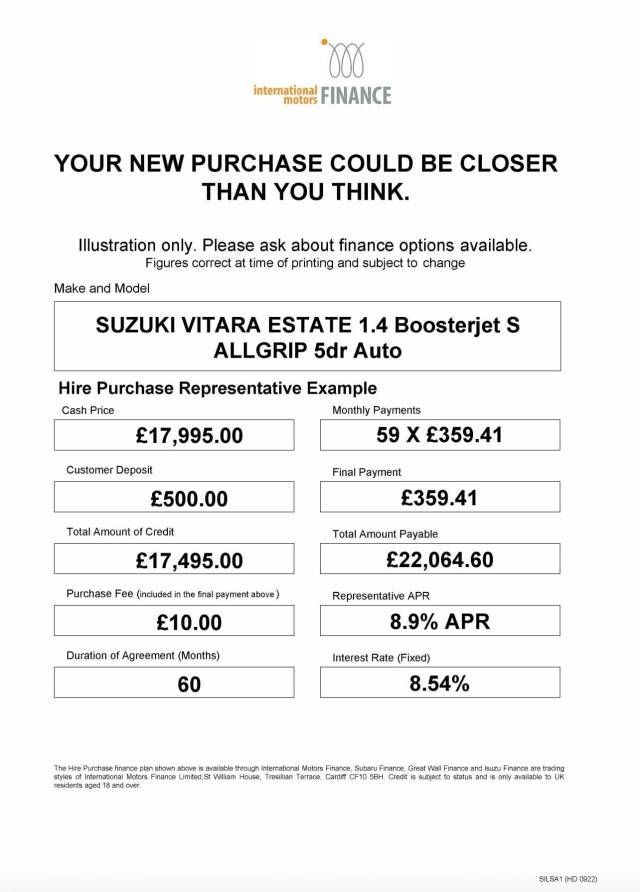 2018 Suzuki Vitara 1.4 Boosterjet S ALLGRIP 5dr Auto