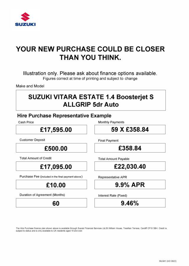 2018 Suzuki Vitara 1.4 Boosterjet S ALLGRIP 5dr Auto