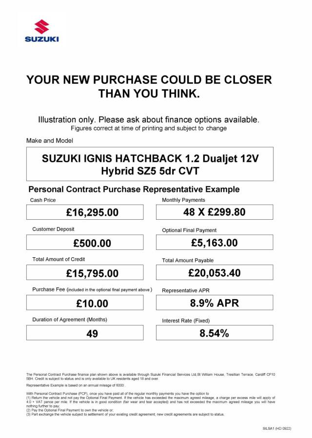 2021 Suzuki Ignis 1.2 Dualjet 12V Hybrid SZ5 5dr CVT